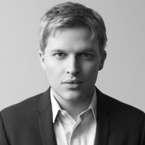 Black and white headshot image of Ronan Farrow